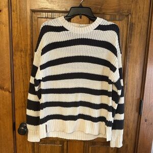 American Eagle Outfitters Navy Blue and White Striped Sweater